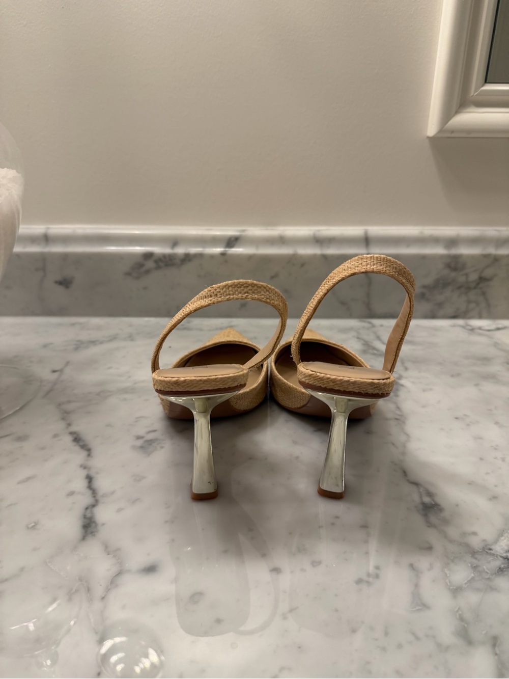 Zara Pointed Slingback Heels in Natural Raffia - Picture 2 of 2